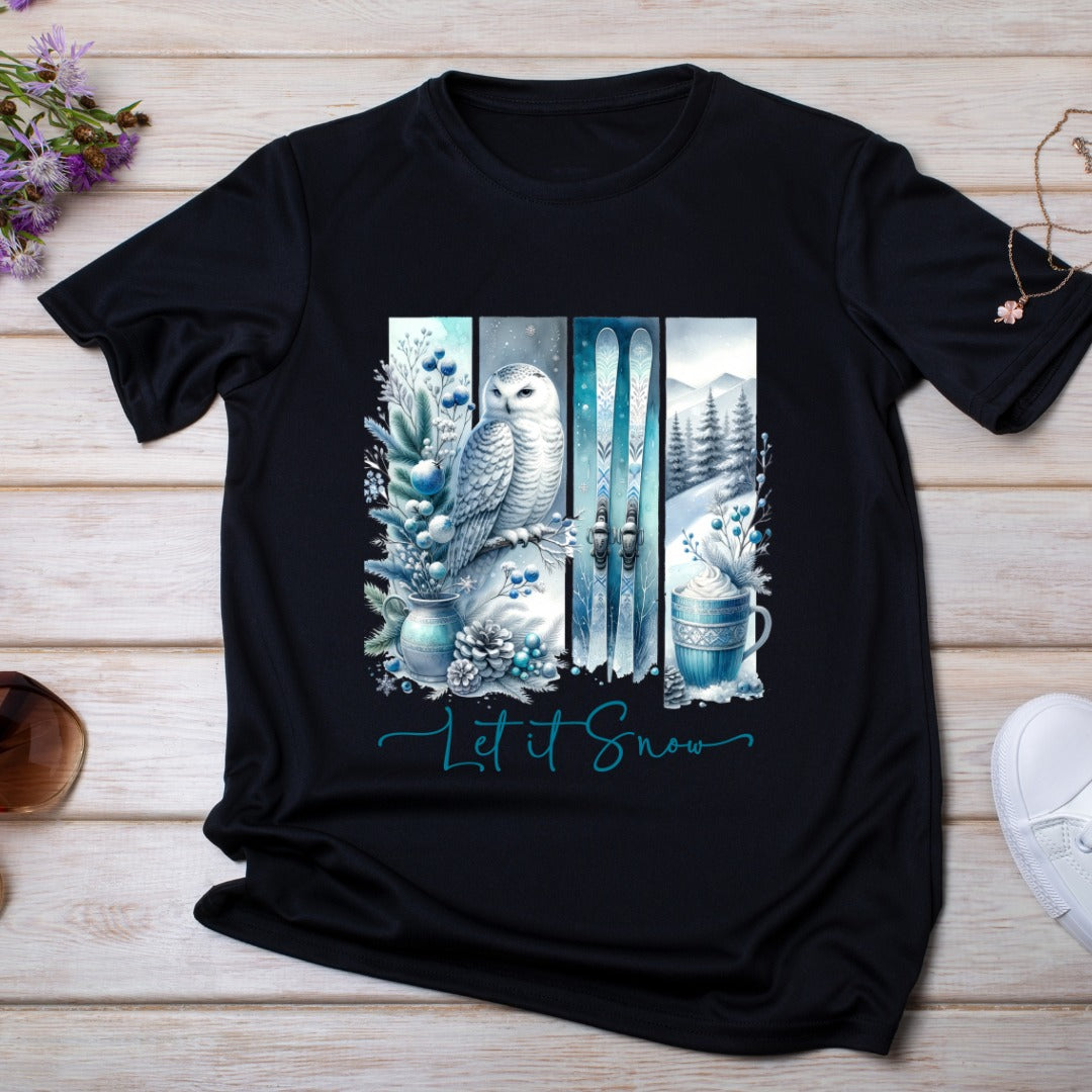 Bügelbild, Streifen, Winter, Eule, Let it Snow, gestreift