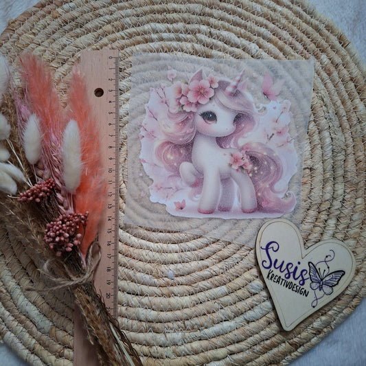 Bügelbild,Glitzer, Einhorn, Frühling