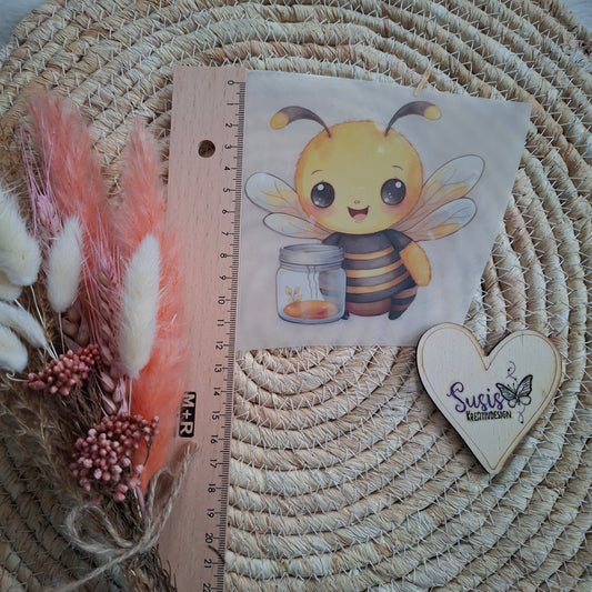 Bügelbild, Biene mit Honig, reflektierend