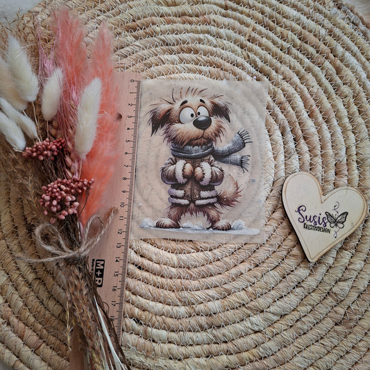 Bügelbild, Hund, Winter, GlowInTheDark