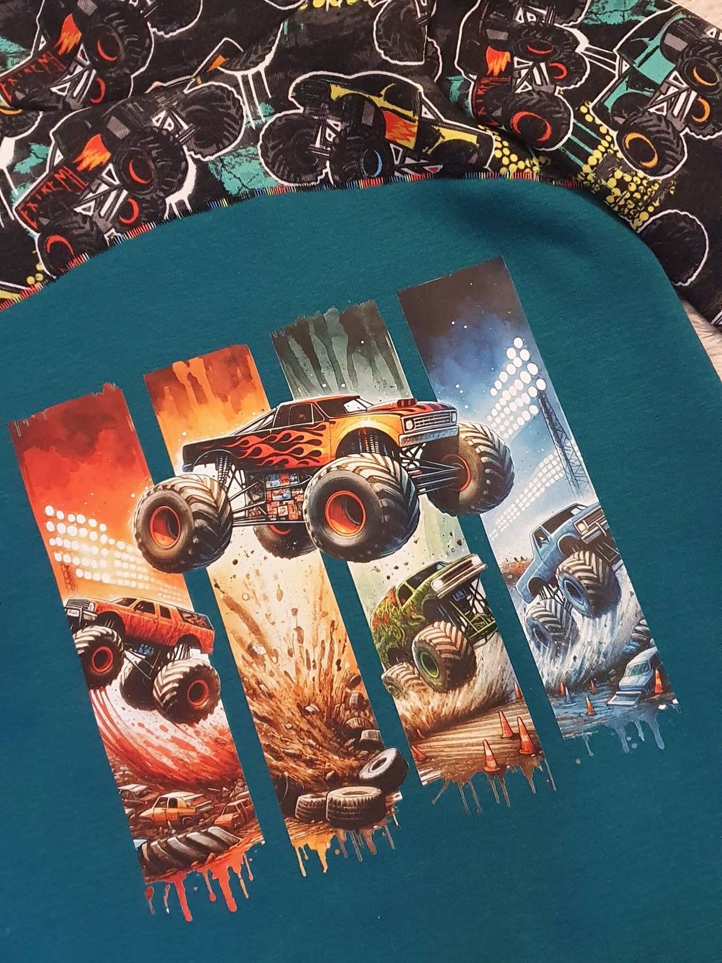 Bügelbild, Streifen, Monstertruck, bunt, gestreift, Fahrzeuge