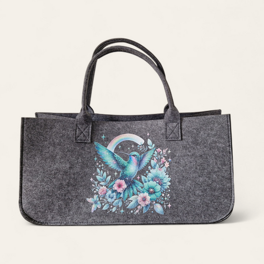 Filztasche mit Kolibri Bügelbild