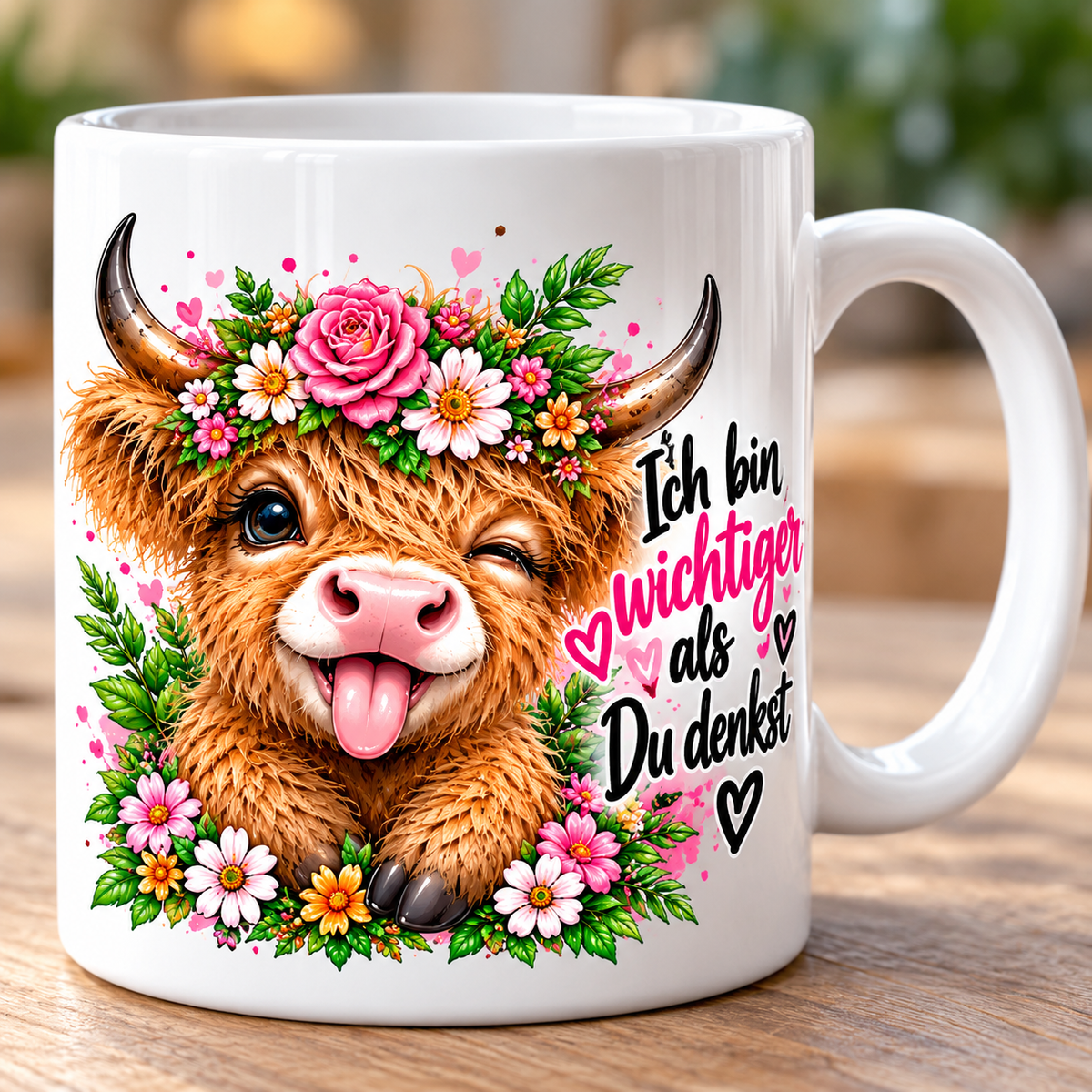 Tasse weiß mit cooler Kuh "ich bin wichtiger,  als du denkst!"