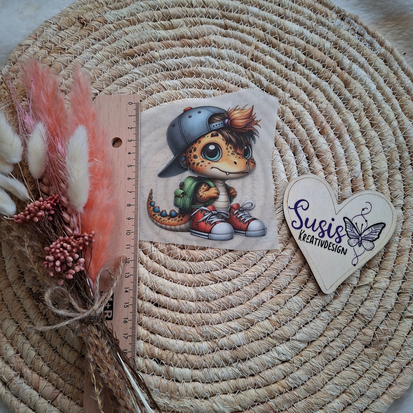 Bügelbild, Dino, Schule, GlowInTheDark