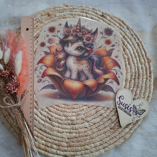 Bügelbild, Einhorn,  Herbst, reflektierend