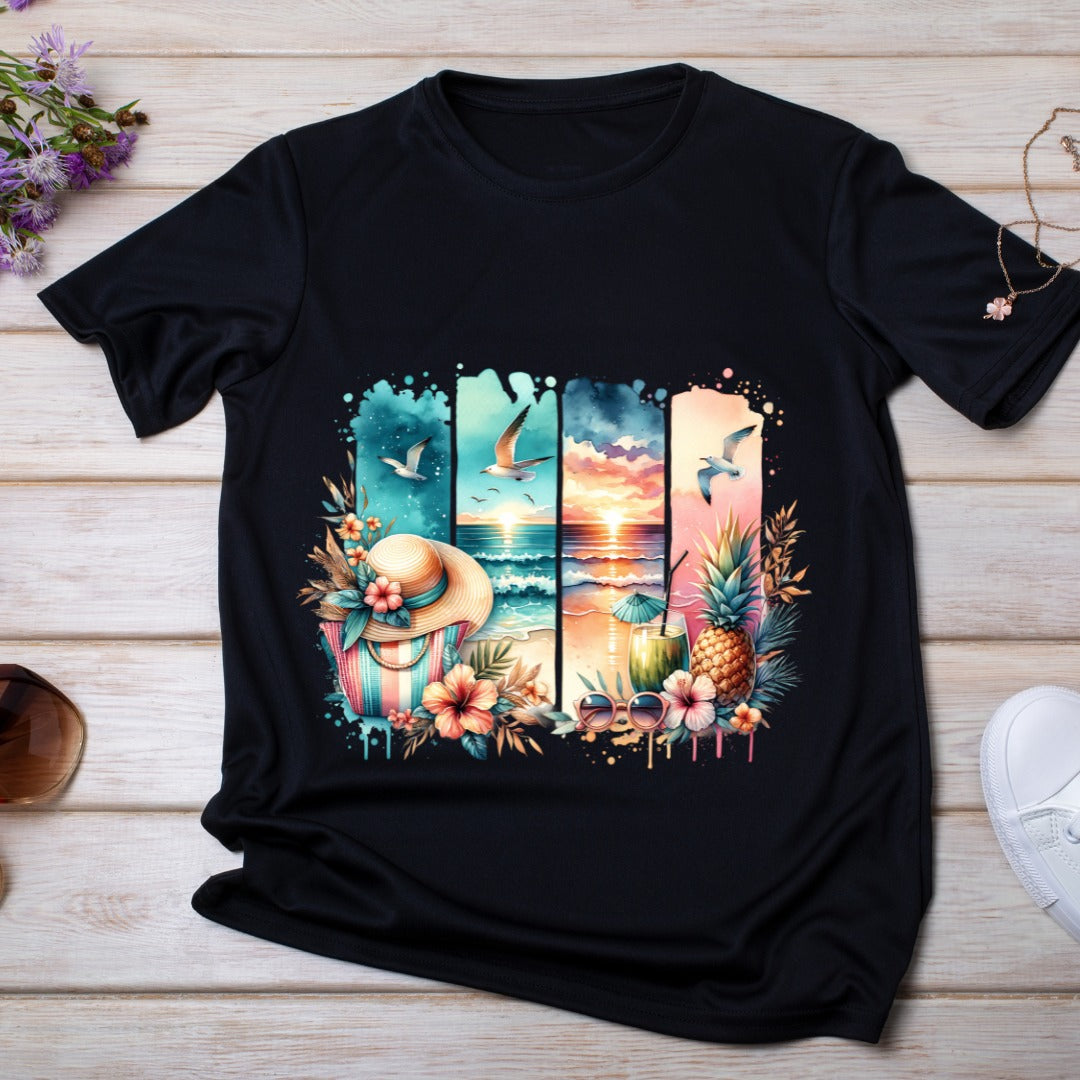Bügelbild, Streifen, Sommer, Strand, Meer, bunt, Sonnenschein, gestreift