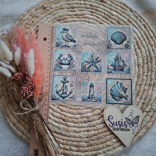 Bügelbild, Moin Moin, Leuchtturm, Meer, GlowInTheDark