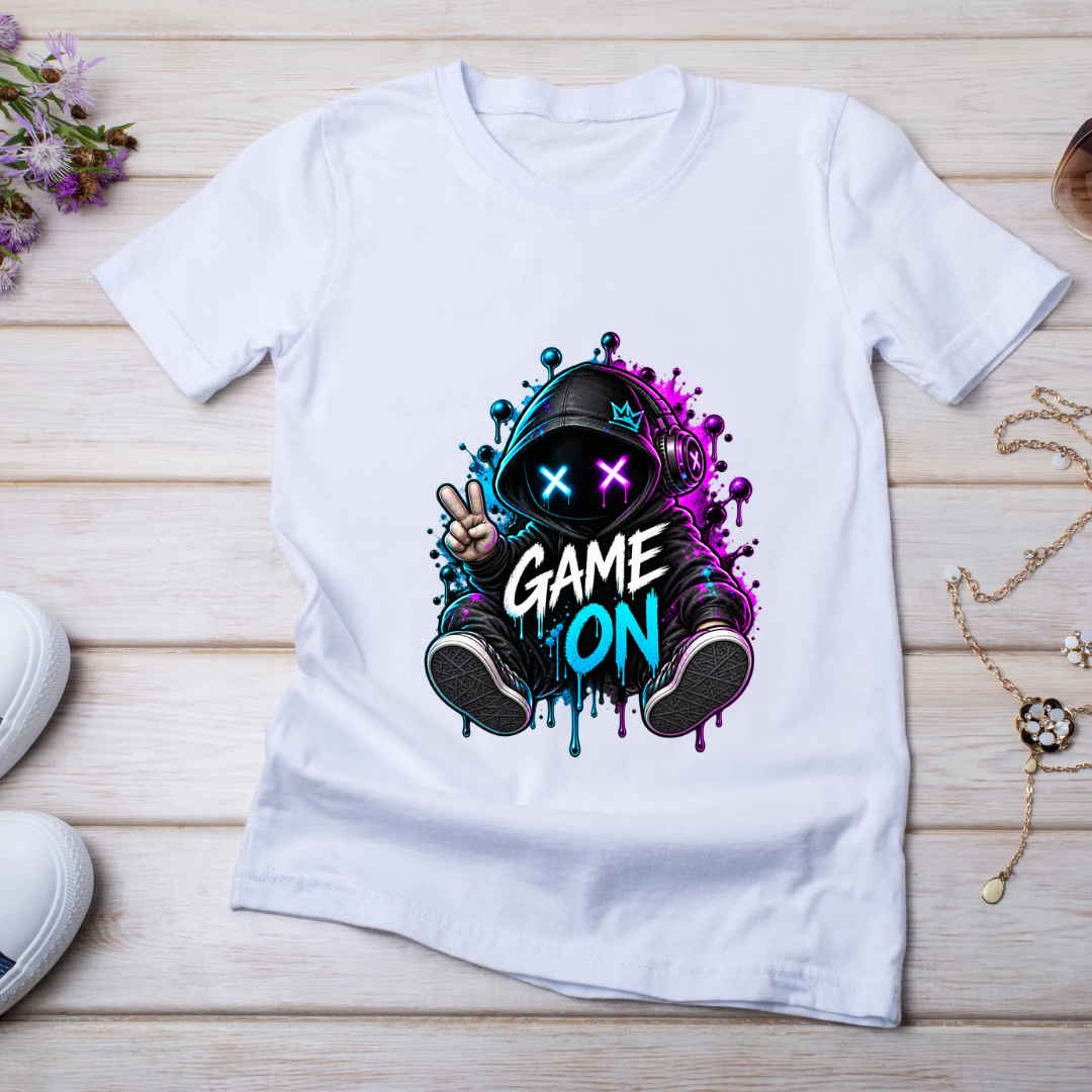 Bügelbild Gamer, Controller, Zocker, neon, bunt, Headset, cool #2