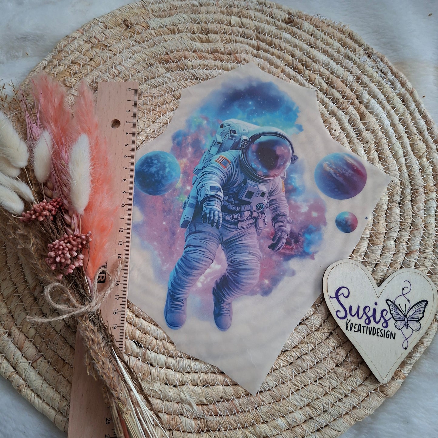 Bügelbild, Astronaut, Planeten, reflektierend