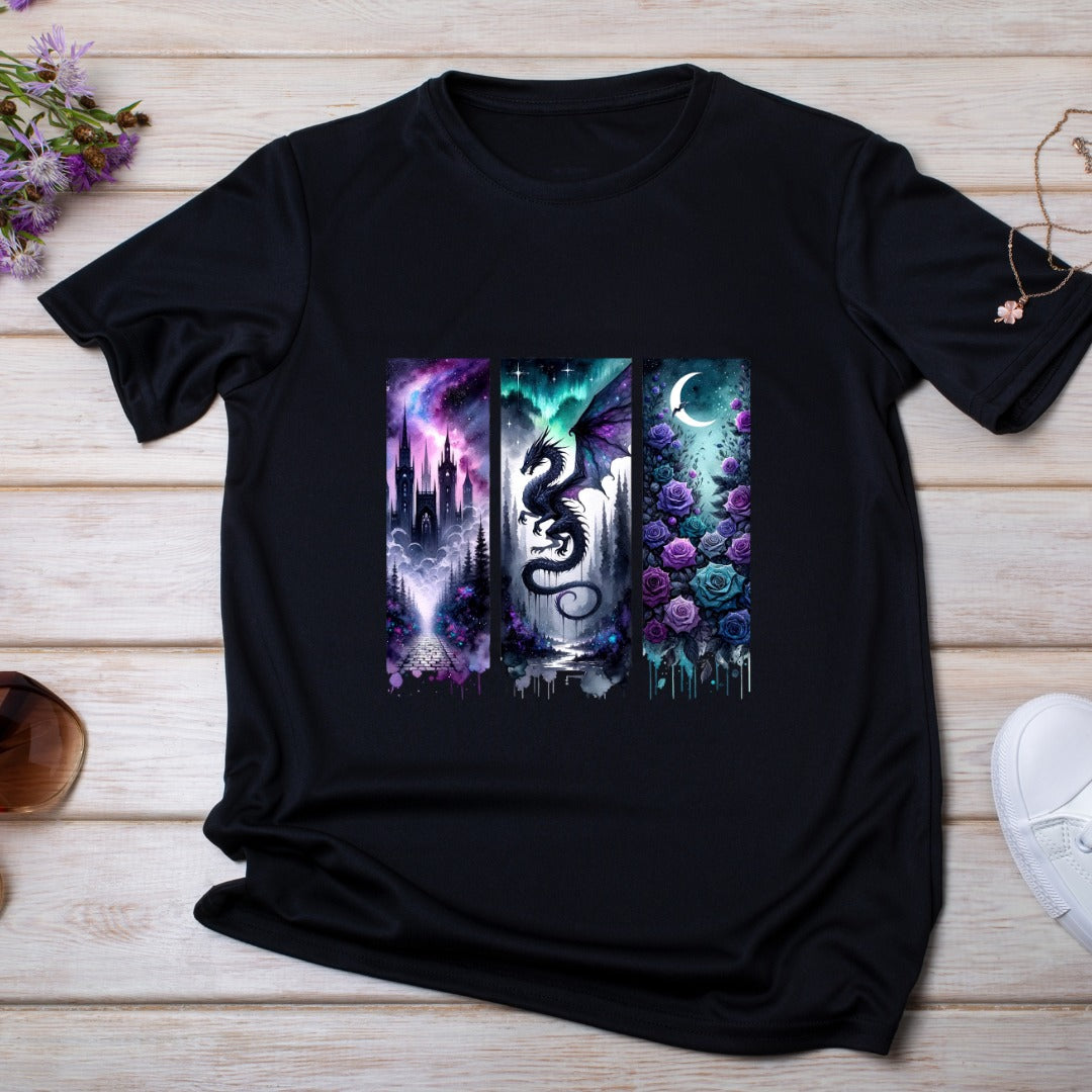 Bügelbild, Streifen, Drache, Mond, Blumen, bunt, Phantasie, gestreift